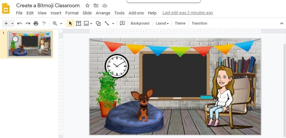 Bitmoji in virtual classroom
