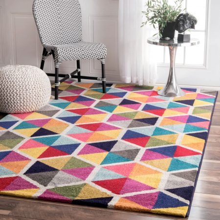 multi color triangles rug