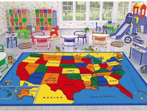 USA Map Classroom Rug