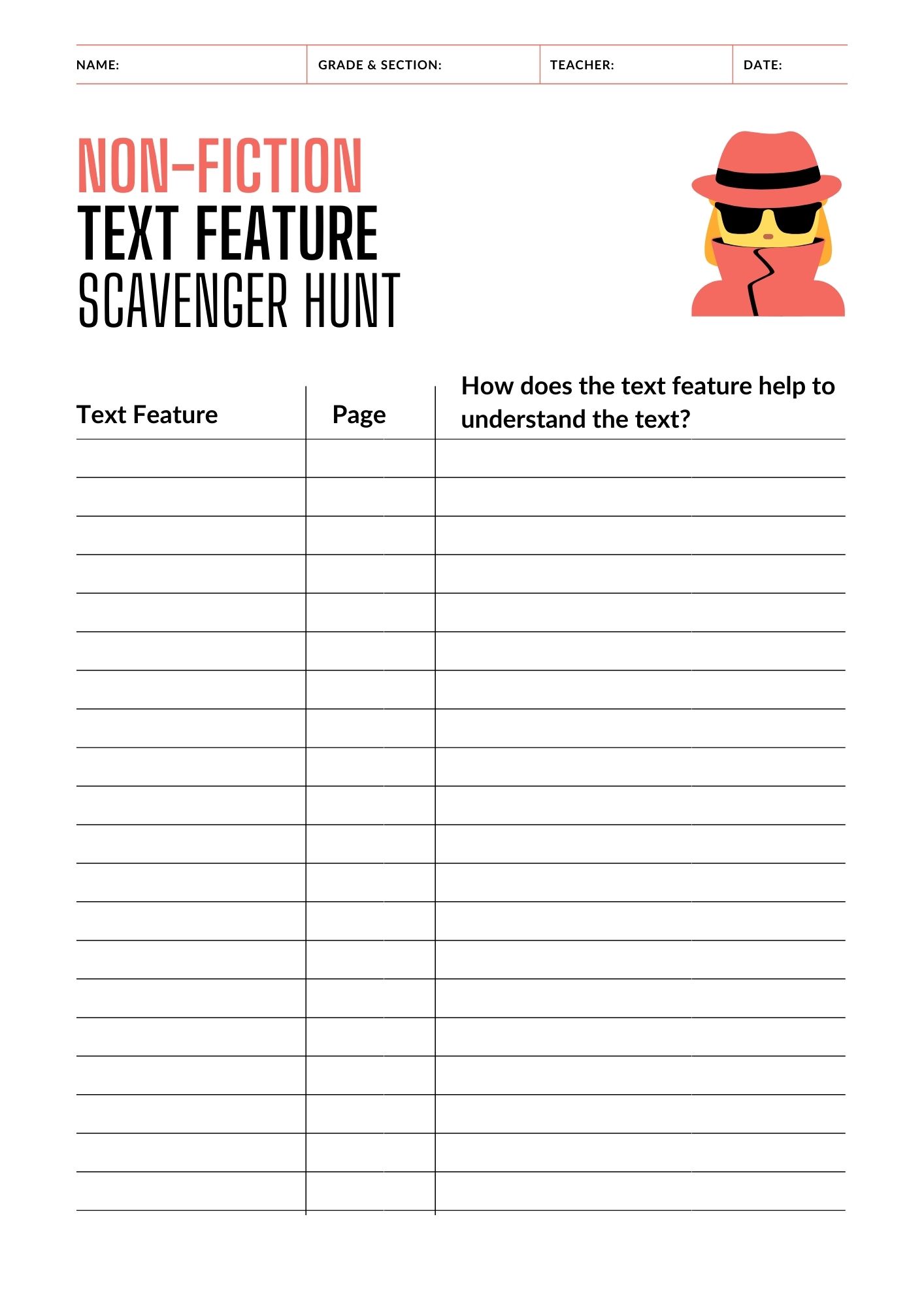 text features scavenger hunt template