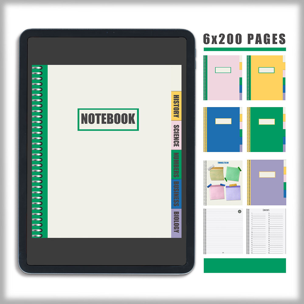 digital notebook 6 subjects