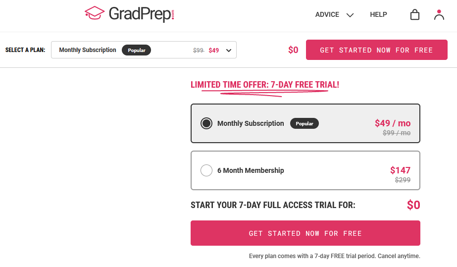 GradPrep Gre Pricing and Plans