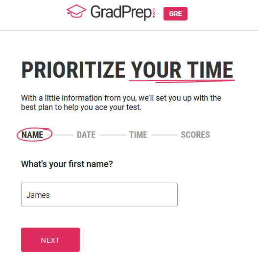 GradPrep GRE study plan