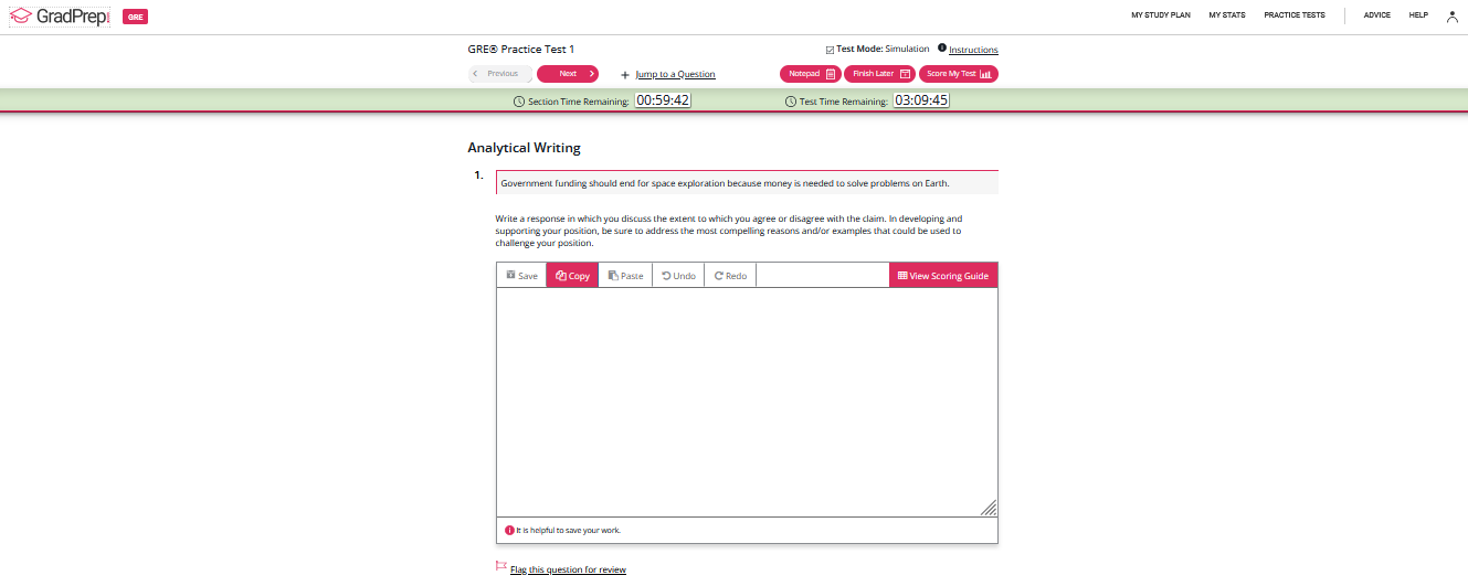 GradPrep GRE Practice Test
